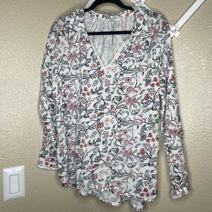 Lucky Brand Floral Blouse with Lace Details